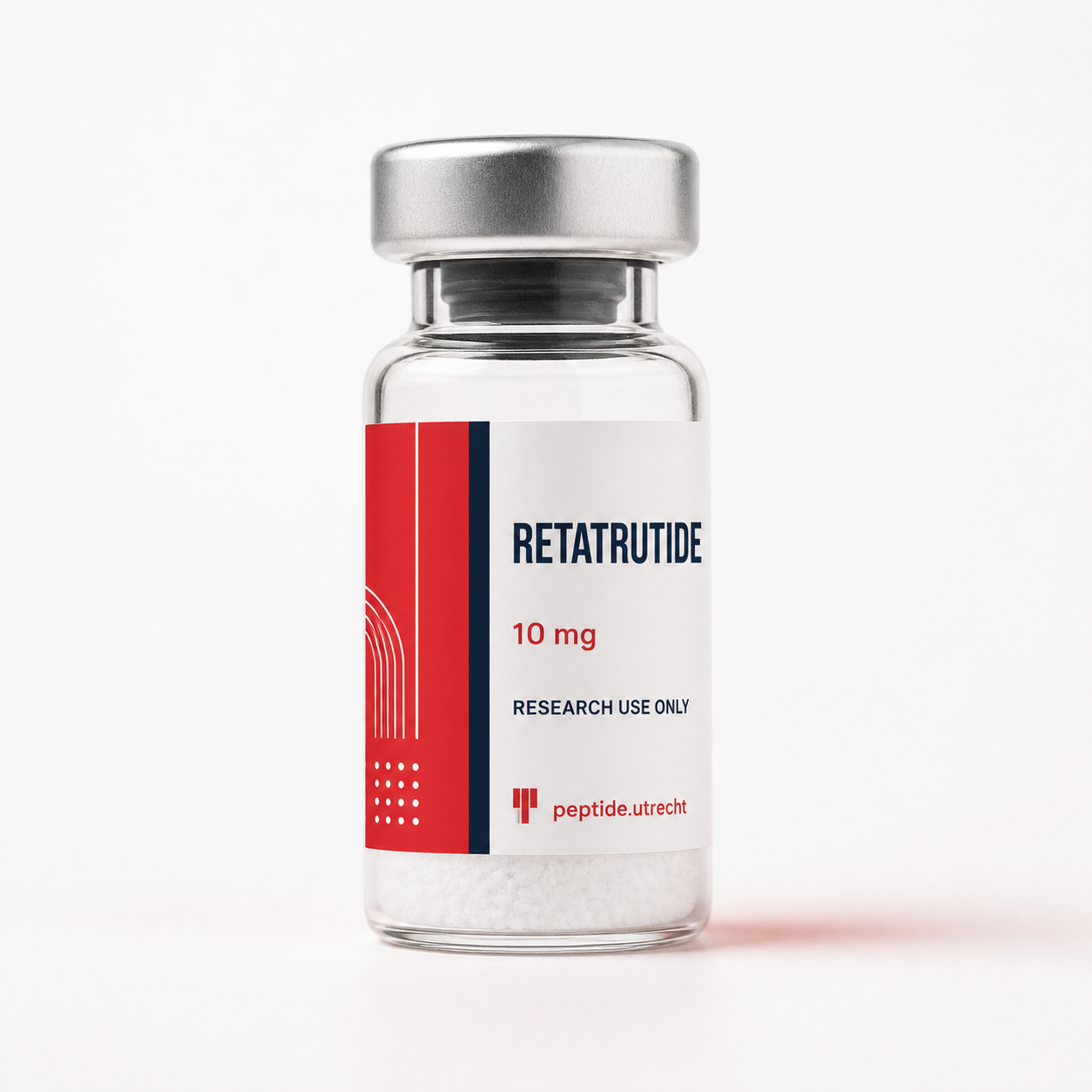 Productafbeelding Retatrutide 10 mg in rood, wit en donkerblauw