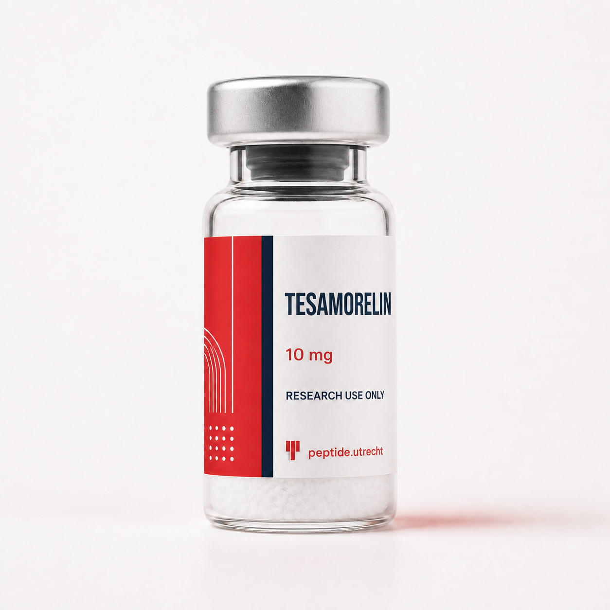 Productafbeelding Tesamorelin 10 mg in rood, wit en donkerblauw